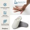 imageDearfoams Womens Memory Foam Indoor House Slippers Leslie Terry Clog House Shoes with Wide WidthsMuslin White Terry