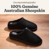 imageFireside by Dearfoams Womens Greta Genuine Shearling Clog Slippers 100 Natural Suede Clogs for Outdoor ampamp IndoorBlack