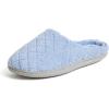 imageDearfoams Womens Memory Foam Indoor House Slippers Leslie Terry Clog House Shoes with Wide WidthsIceberg Blue Terry