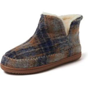 imageDearfoams Mens Brixen IndoorOutdoor Memory Foam Boot Alpine Camping Cozy Slipper House Shoe AnkleBlue Plaid
