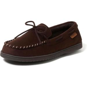 imageDearfoams Mens Microsuede Moccasin with Tie SlipperBrown