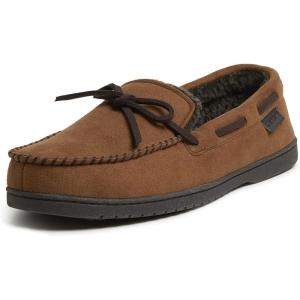 imageDearfoams Mens Microsuede Moccasin with Tie SlipperChestnut