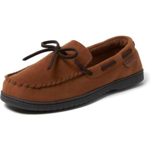 imageDearfoams Mens Microsuede Moccasin with Tie SlipperTan