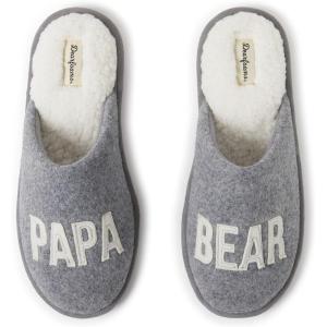 imageDearfoams Mens Papa Bear Matching Family Gifts for Dad Clog SlipperLight Heather Grey