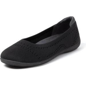 imageDearfoams Womens Fashion Casual Comfortable Slip on Misty Ballet FlatsBlack Solid