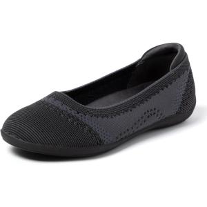 imageDearfoams Womens Fashion Casual Comfortable Slip on Misty Ballet FlatsBlackGrey