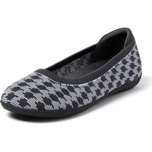 imageDearfoams Womens Fashion Casual Comfortable Slip on Misty Ballet FlatsGrey Houndstooth
