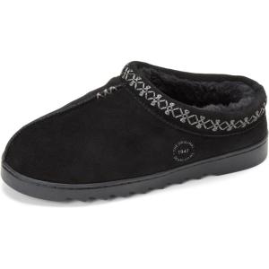 imageDearfoams Womens Genuine Suede Clogs Doreen Memory Foam House Slippers Indoor House ShoesBlack 2