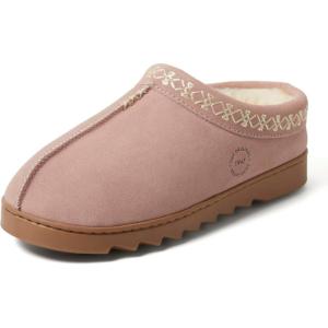 imageDearfoams Womens Genuine Suede Clogs Doreen Memory Foam House Slippers Indoor House ShoesDusty Pink