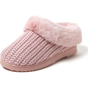 imageDearfoams Womens Memory Foam Cozy Soft House Slippers Gifts for Women Hannah Knit Clog House ShoesPale Mauve