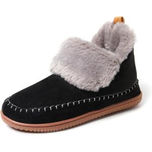 imageDearfoams Womens Slippers Memory Foam Cozy Moritz Bootie  Camping Essentials and Travel SlippersBlackGrey