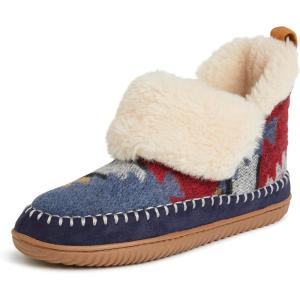 imageDearfoams Womens Slippers Memory Foam Cozy Moritz Bootie  Camping Essentials and Travel SlippersNavy Multi