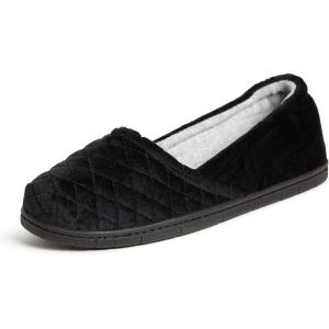 imageDearfoams womens Katie Velour Securefit Closed Back Memory Foam Comfort Slip on Loafer With Rubber SoleBlack