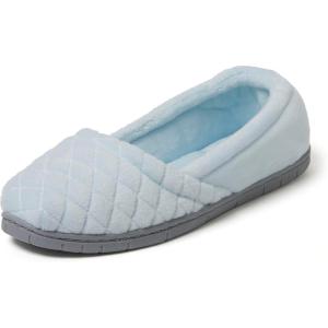 imageDearfoams womens Katie Velour Securefit Closed Back Memory Foam Comfort Slip on Loafer With Rubber SoleBlue Wash