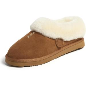 imageFireside By Dearfoams Womens Adelaide Slippers Genuine Shearling Suede Scuff Memory Foam Slipin House ShoesChestnut