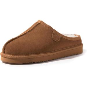 imageFireside by Dearfoams Womens Greta Genuine Shearling Clog Slippers 100 Natural Suede Clogs for Outdoor ampamp IndoorChestnut