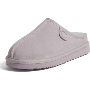 imageFireside by Dearfoams Womens Greta Genuine Shearling Clog Slippers 100 Natural Suede Clogs for Outdoor ampamp IndoorLilac