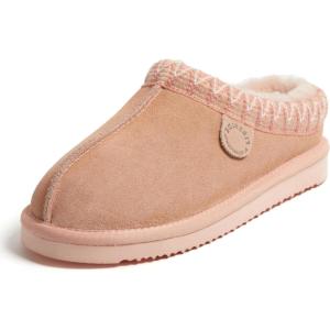 imageFireside by Dearfoams Womens Greta Genuine Shearling Clog Slippers 100 Natural Suede Clogs for Outdoor ampamp IndoorPeach Dust Taping