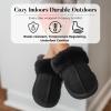 imageFireside By Dearfoams Womens Sydney Slippers Genuine Shearling Suede Scuffs Memory Foam Slipin House ShoesBlack