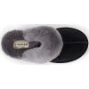 imageFireside By Dearfoams Womens Sydney Slippers Genuine Shearling Suede Scuffs Memory Foam Slipin House ShoesBlackGrey Fur