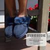 imageFireside By Dearfoams Womens Sydney Slippers Genuine Shearling Suede Scuffs Memory Foam Slipin House ShoesNavy