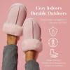 imageFireside By Dearfoams Womens Sydney Slippers Genuine Shearling Suede Scuffs Memory Foam Slipin House ShoesPink