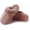 imageFireside By Dearfoams Womens Sydney Slippers Genuine Shearling Suede Scuffs Memory Foam Slipin House ShoesPink Bisque