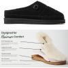 imageFireside by Dearfoams Mens Grafton Shearling Slipper Memory Foam Suede Clog IndoorOutdoor Slipin House ShoesBlack Quilted