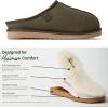 imageFireside by Dearfoams Mens Grafton Shearling Slipper Memory Foam Suede Clog IndoorOutdoor Slipin House ShoesGreen