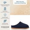 imageFireside by Dearfoams Mens Grafton Shearling Slipper Memory Foam Suede Clog IndoorOutdoor Slipin House ShoesNavy