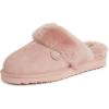 imageFireside By Dearfoams Womens Sydney Slippers Genuine Shearling Suede Scuffs Memory Foam Slipin House ShoesPink Bisque
