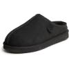 imageFireside by Dearfoams Mens Grafton Shearling Slipper Memory Foam Suede Clog IndoorOutdoor Slipin House ShoesBlack