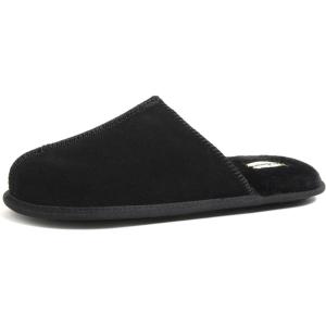 imageDearfoams Mens Bradford Genuine Suede House Shoe Scuff SlipperBlack