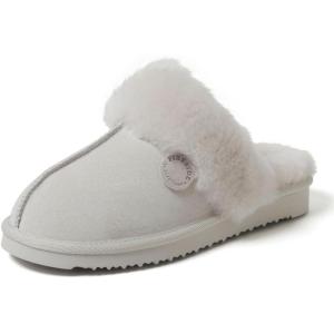 imageFireside By Dearfoams Womens Sydney Slippers Genuine Shearling Suede Scuffs Memory Foam Slipin House ShoesBone
