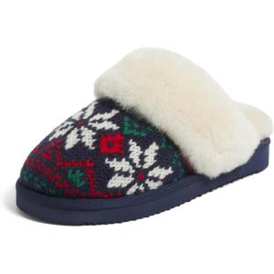 imageFireside By Dearfoams Womens Sydney Slippers Genuine Shearling Suede Scuffs Memory Foam Slipin House ShoesPeacoat