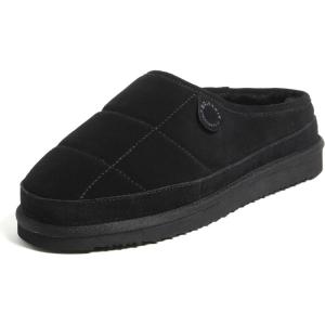 imageFireside by Dearfoams Mens Grafton Shearling Slipper Memory Foam Suede Clog IndoorOutdoor Slipin House ShoesBlack Quilted