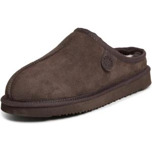 imageFireside by Dearfoams Mens Grafton Shearling Slipper Memory Foam Suede Clog IndoorOutdoor Slipin House ShoesCoffee