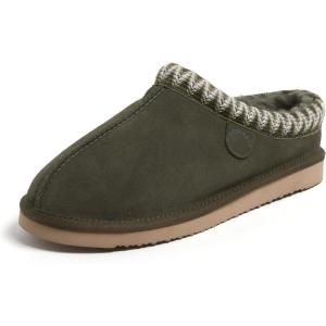 imageFireside by Dearfoams Mens Grafton Shearling Slipper Memory Foam Suede Clog IndoorOutdoor Slipin House ShoesLoden Taping