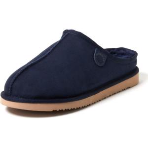 imageFireside by Dearfoams Mens Grafton Shearling Slipper Memory Foam Suede Clog IndoorOutdoor Slipin House ShoesNavy