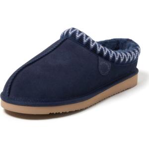 imageFireside by Dearfoams Mens Grafton Shearling Slipper Memory Foam Suede Clog IndoorOutdoor Slipin House ShoesNavy Taping