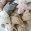 imageDearfoams Womens Jessica Fuzzy Cross Band Slide SlipperAlabaster