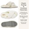 imageDearfoams Womens Jessica Fuzzy Cross Band Slide SlipperAlabaster