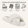 imageDearfoams Womens Jessica Fuzzy Cross Band Slide SlipperAlabaster