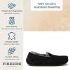 imageFireside By Dearfoams Mens Melbourne Genuine Shearling Moccasin Slippers Memory Foam Sudede Loafers Slipin House ShoesBlack