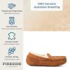 imageFireside By Dearfoams Mens Melbourne Genuine Shearling Moccasin Slippers Memory Foam Sudede Loafers Slipin House ShoesChestnut