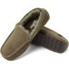 imageFireside By Dearfoams Mens Melbourne Genuine Shearling Moccasin Slippers Memory Foam Sudede Loafers Slipin House ShoesLoden