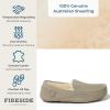 imageFireside By Dearfoams Mens Melbourne Genuine Shearling Moccasin Slippers Memory Foam Sudede Loafers Slipin House ShoesMoss