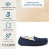 imageFireside By Dearfoams Mens Melbourne Genuine Shearling Moccasin Slippers Memory Foam Sudede Loafers Slipin House ShoesNavy