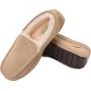 imageFireside By Dearfoams Mens Melbourne Genuine Shearling Moccasin Slippers Memory Foam Sudede Loafers Slipin House ShoesSand