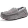 imageFireside By Dearfoams Mens Melbourne Genuine Shearling Moccasin Slippers Memory Foam Sudede Loafers Slipin House ShoesGrey Solid